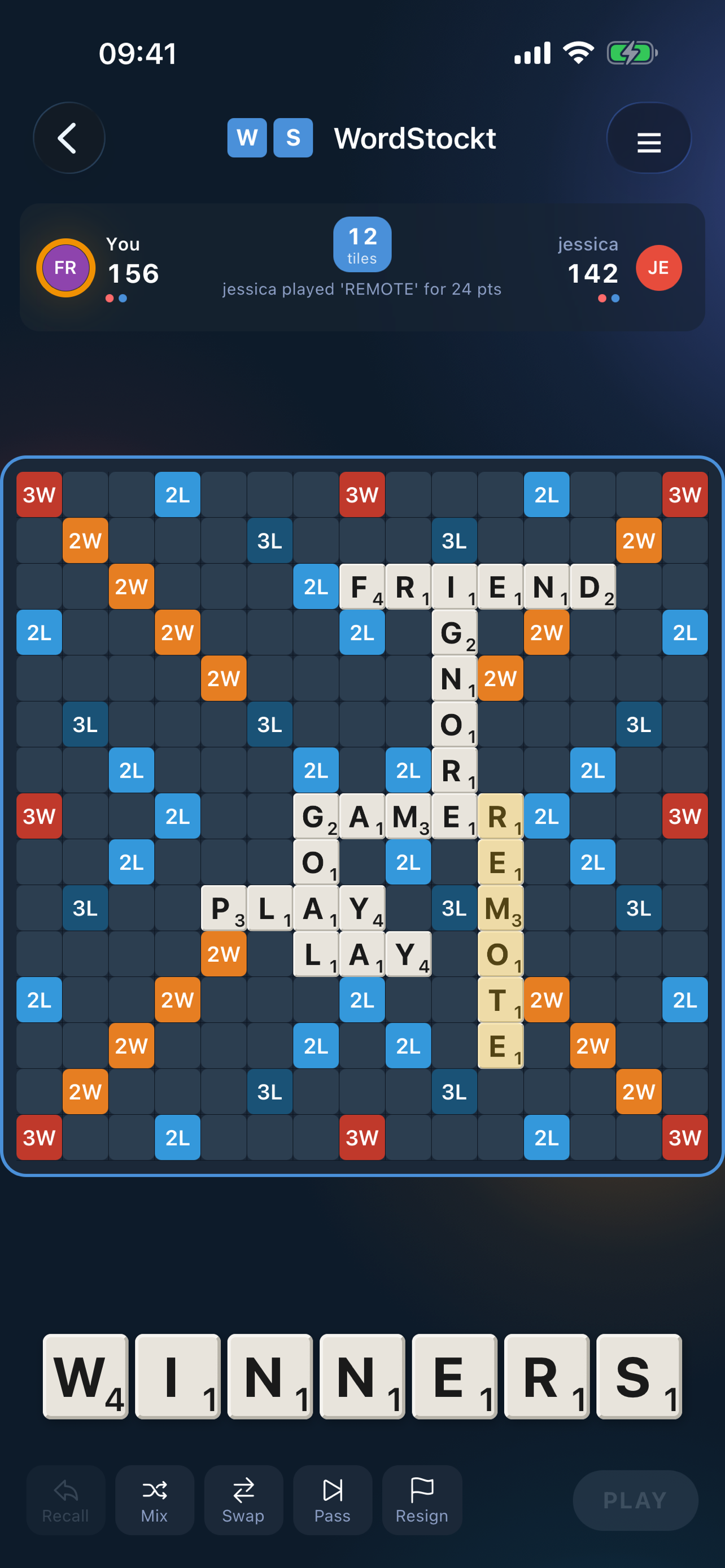 WordStockt game board